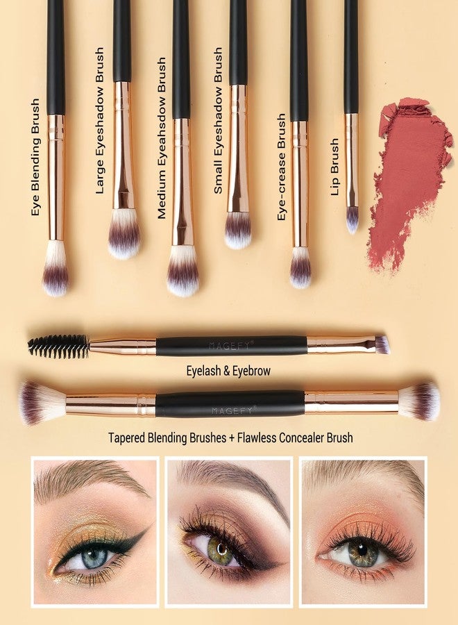 MAGEFY Makeup Brushes 12Pcs with Bag, Double-End Multi-functional for Foundation Powder Blush Eyeliner Eyeshadows brushes with Gift Box,Blackgold - Image 3